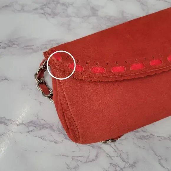 Banana Republic Y2K Red Suede Mini  Shoulder Bag or Clutch - Picture 13 of 13